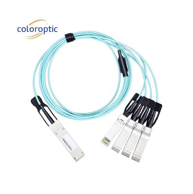 Kabel DAC AOC Aktif 40G QSFP+ Ke 4 SFP+ 10G Kabel Breakout Optik 24AWG