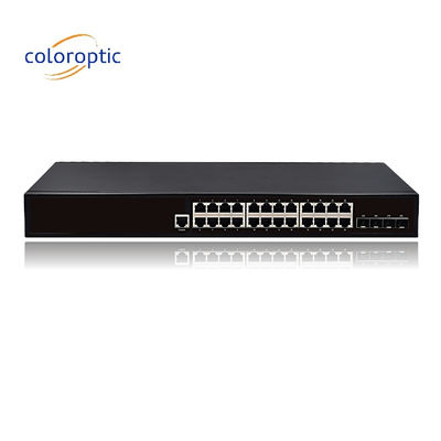 24 Port Fast Ethernet Poe Switch Plug and Play 10/100/1000M ((POE) 4*10GE SFP Ports