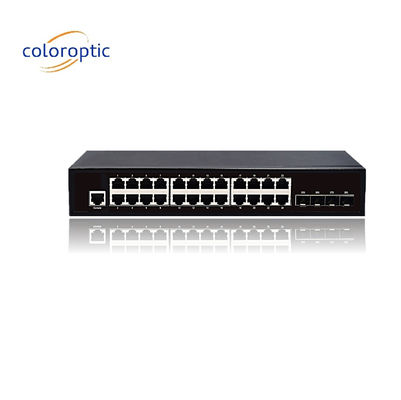 3 Lapisan 24 Port Core Network Switch 10/100/1000M 4*GE SFP Ethernet Uplink
