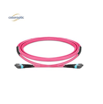 1m Multi Fiber Push On MPO Patch Cord Dengan Jaket PVC Aqua Color