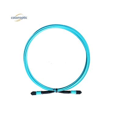 Fiber Grade G652D MPO Patch Cord Dengan Aqua Jacket PC Connector Polishing