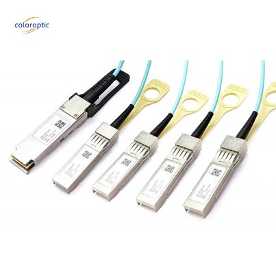 Kabel Optik Aktif InfiniBand Dan Ethernet 100G QSFP28 Breakout Ke 4xSFP28 AOC