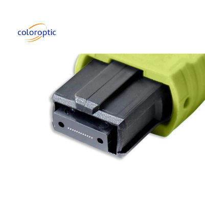 Multifiber MPO Patch Cord PVC Jacket 12 Core OM5 Wanita Ke Wanita Konektor PC Polishing