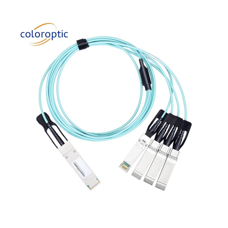 Kabel DAC AOC Aktif 40G QSFP+ Ke 4 SFP+ 10G Kabel Breakout Optik 24AWG