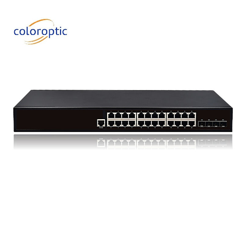 24 Port Fast Ethernet Poe Switch Plug and Play 10/100/1000M ((POE) 4*10GE SFP Ports