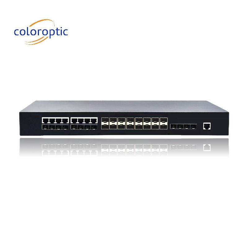 2 Lapisan Poe Switch Dengan 16 SFP 8 COMBO 4 10GE Port Dukungan Wire Speed Switching