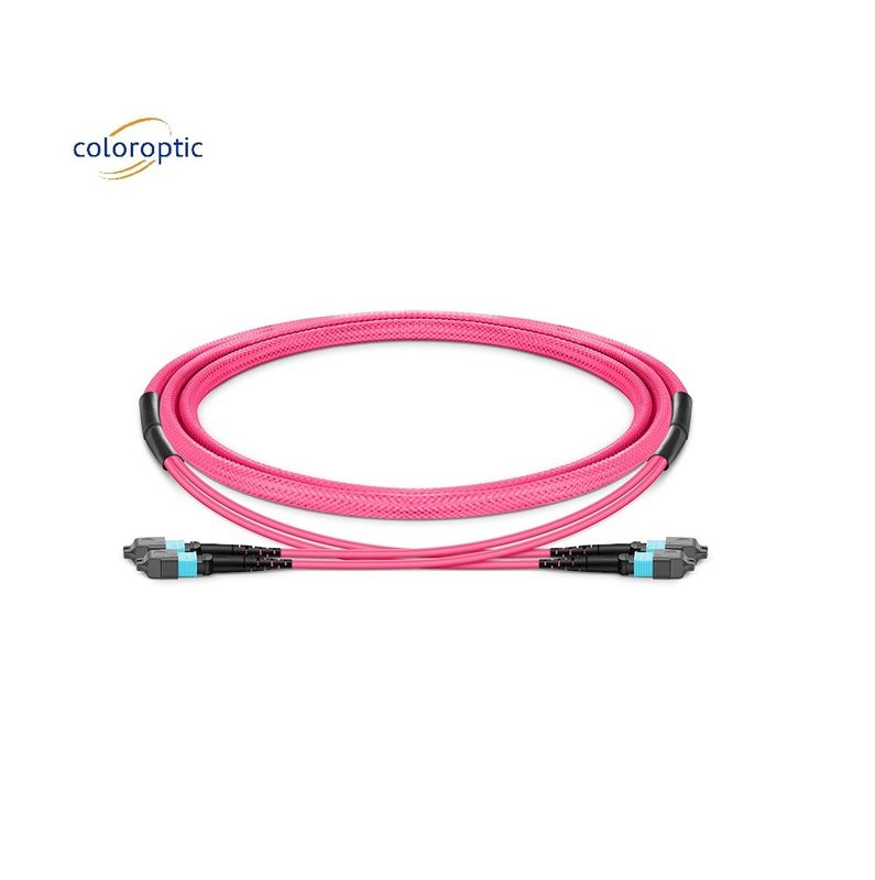 1m Multi Fiber Push On MPO Patch Cord Dengan Jaket PVC Aqua Color